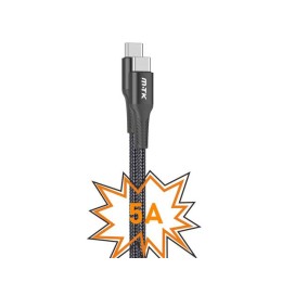 Cable datos Type-C M/M / 1m / 5a / Pd 25w max / Trenzado / TB1236 / Negro / Mtk