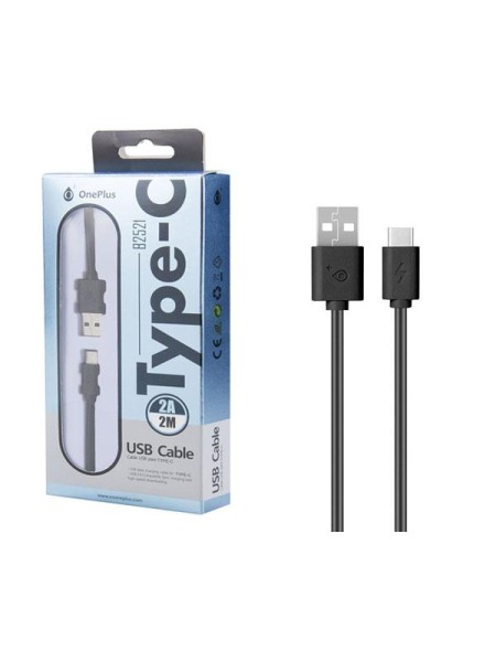 Cable datos USB 2.0 a Type-C / 2m / 2.4a / B2521 / Negro / One+