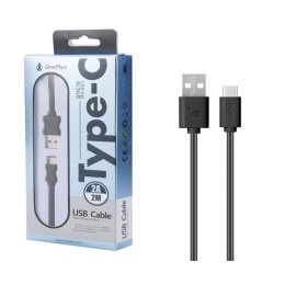 Cable datos USB 2.0 a Type-C / 2m / 2.4a / B2521 / Negro / One+