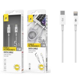 Cable datos Type-C a Lightning Iphone / 1m / 5a / Nb1228 / Carga Rapida PD / Blanco / One+