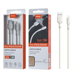 Cable datos USB 2.0 a Lightning IPhone 12-14 / 1m / 5a / Indicador de carga / TB1227 / Blanco / Mtk