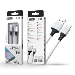 Cable datos USB 2.0 a Type-C / 1m / 2.4a / Aluminio / B6242 / Blanco / ONE+