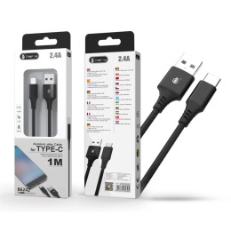 Cable datos USB 2.0 a Type-C / 1m / 2.4a / Aluminio / B6242 / Negro / One+