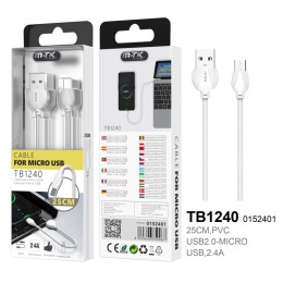 Cable USB a Micro USB 2.0 M/M  / 0.25m / Blanco / TB1240 / Mtk