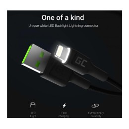 Cable datos USB 2.0 a Lightning Iphone 5-12 / 2m / 2.4a / Led Blanco / KABGC12 / Greencell