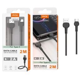 Cable Datos USB 2.0 a Type-C / 2m / 2.4a / TB1247 / Negro / One+