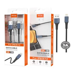 Cable datos USB 2.0 a Lightning iPhone 8-14 / 1m / 5a / Carga rapida / TB1281 / Azul / One+