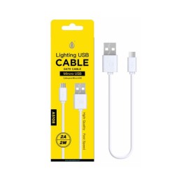 Cable datos USB 2.0 a Micro USB / 2m / 2a / AS108/ Blanco / ONE+