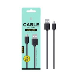 Cable datos USB 2.0 a Micro USB / 2m / 2a / AS108/ Negro / ONE+