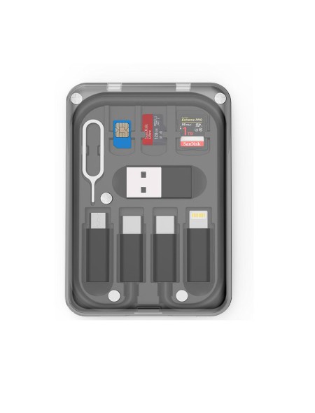 Kit de Cable + Adaptadores de Smartphones NB1508 / Almacenaje de tarjetas / 60W Max / Negro / One+